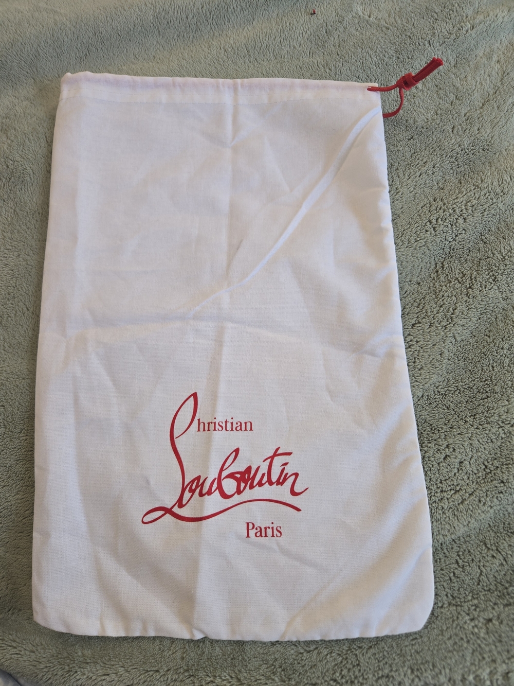 Christian Louboutin White Shoe Dust Bag with Red Logo